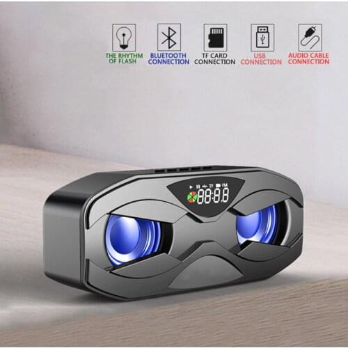 M8 Cool Robot Design Bluetooth Speaker LED Rhythm Flash Wireless Loudspeaker FM Radio Alarm Clock TF Card Support Subwoofer M5