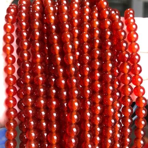 Natural Stone Beads Smooth Round Red Carnelian agates Loose Beads For Jewelry Making 15.5"Pick Size 4-12mm DIY Bracelet Necklace