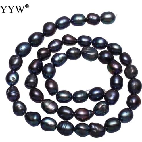 YYW Top Quality Cultured Potato Freshwater Pearl Beads black 7-8mm Approx 0.8mm Sold Per Approx 15 Inch Strand