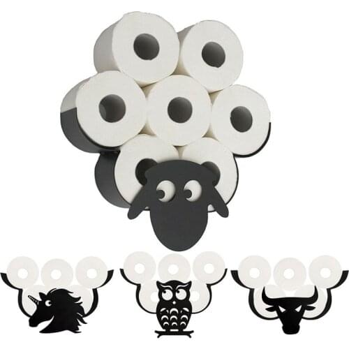 Animals Shape Toilet Paper Roll Holder Wall-Mounted Tissue Storage Stand Rack Metallic Paper Roll Storage Bathroom Accessories