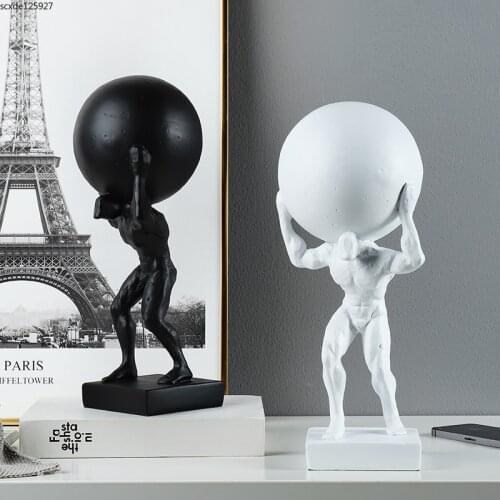 European-style Human Sculpture Crafts Black and White Resin Figure Figurines Creative Desktop Nude Figure Furnishings Home Decor