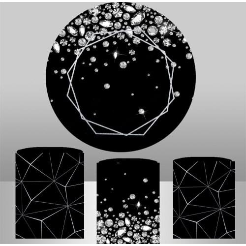 Black and diamond Photography Backgrounds Birthday Party Backdrops for adult silver column cylinder covers Y-636