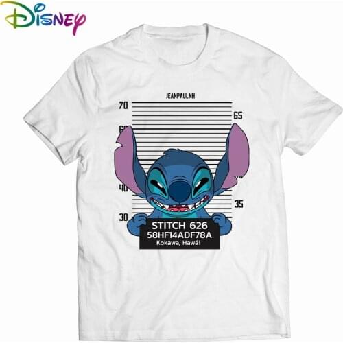 Disney Stitch T-shirt ladies summer cartoon tops T-shirt fashion men and women with the same white T-shirt bottoming hot sale
