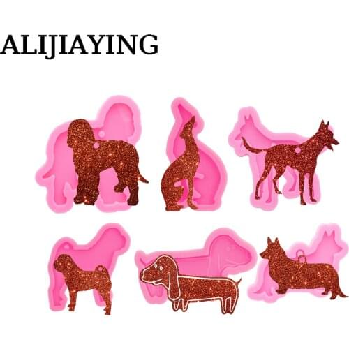 DY0813 Glossy Pug & Corgi Silicon Mold for Resin Art Diy, Dog Resin Mold To Make Keychain Crafts with Epoxy