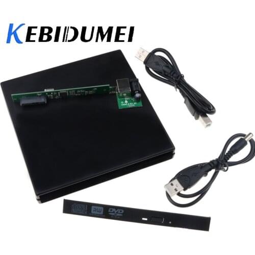 KEBIDU 12.7mm SATA Optical Drive Core USB 2.0 Portable SATA external Drive DVD CD DVD-Rom IDE Case Drive Box for Laptop Notebook