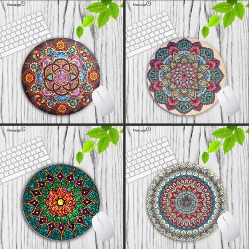 Mairuige Round Mandala DIY Design Pattern Game Locking Edge Gaming keyboard Mousepad Round Square Mouse Pad Table Mice Pad Mat