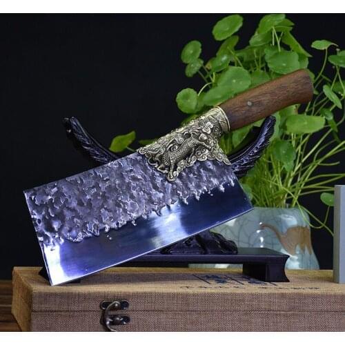Longquan ghost hand-forged hand-forged chopping knife kitchen bone-cutting knife chef special knives sharp slicing knife
