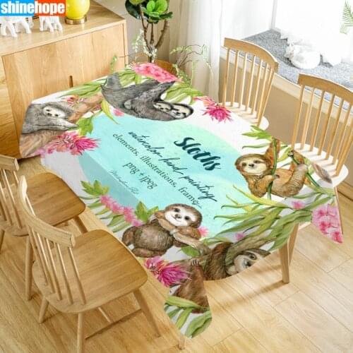 Sloth Table Cloth Oxford Print Waterproof Oilproof Home Rectangular Party Table Cover 100X140cm/140X250cm