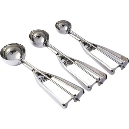 Cookie Scoops 3 pcs Set Ice Cream Scoop with Trigger Stainless Steel Cupcake Scoop for Baking Melon Ball Cupcakes