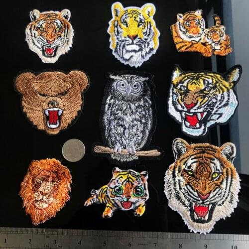 New Leopard Tiger Lion Wolf Animal Embroidery Iron On Patches For Clothing Applique DIY Hat Coat Dress Accessories Cloth Sticker