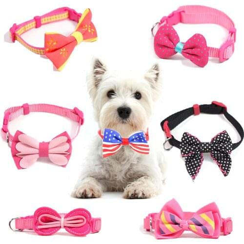 Small Dog Collar Pet Cat Collars for Dog Necklace Collar Bow Tie Breakaway Nylon Collars for Pets Kitten Cats Products Breakaway