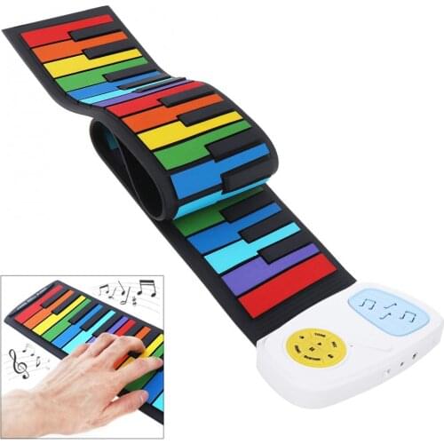 49 Keys Piano Colorful Silicon Flexible Hand Roll Up Piano Electronic Keyboard Organ Built-in Speaker Enlightenment Music Gift