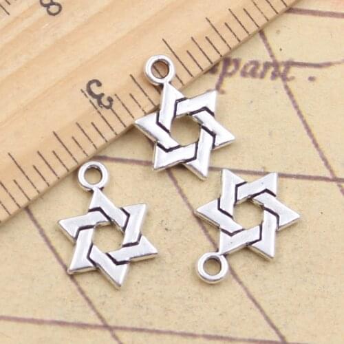 30pcs Charms Star Of David Shield 17x12mm Tibetan Silver Color Pendants Antique Jewelry Making DIY Handmade Craft