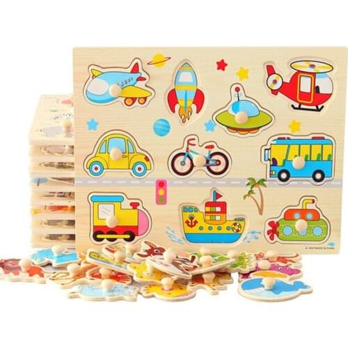 Baby Early Educational Toys BB Hand Grasp Wooden Puzzle Alphabet And Digit Early Childhood Development Wood Jigsaw Toy