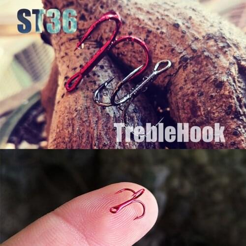 The Time High Carbon Steel Super Sharp Treble Hooks Triple Hook Red Black 100pcs/lot Wholesale Sharpened Fishing Hooks For Trout