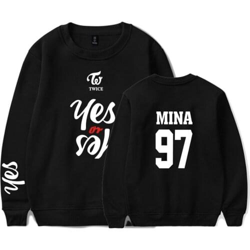 Latest TWICE YES OR YES fashion capless Sweatshirts hoodies casual men women round neck Long Sleeve Sweatshirt pullover tops 4XL