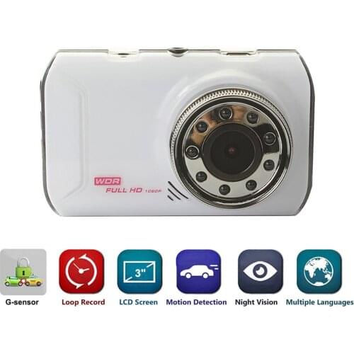 Car DVR 3.0" Full HD 1080P DashCam Camera Auto Video Recorder Car Registrar Dash Camera Camcoder Detector Car Action Camera