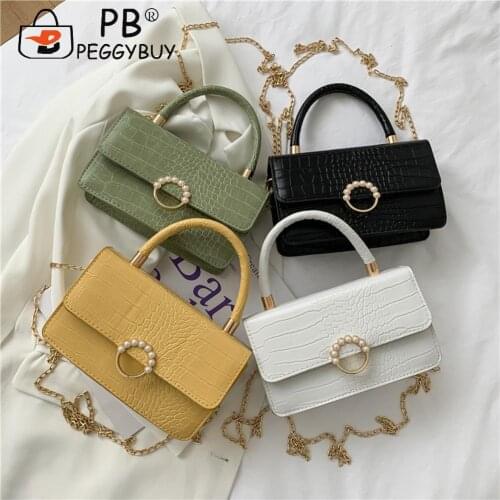 Vintage Women Bag Alligator Pattern PU Pure Color Top-handle Handbags Underarm Fashion Crocodile Pattern Mini Shoulder Bags