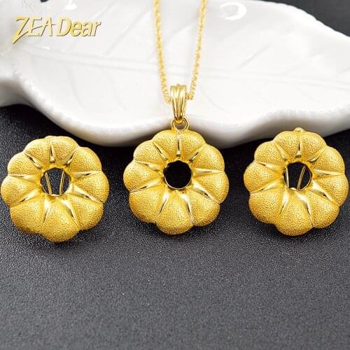 ZEA Dear Jewelry Bohemia Jewelry Sets For Women Earrings Necklace Pendant Flower Jewelry For Engagement Round Jewelry Findings