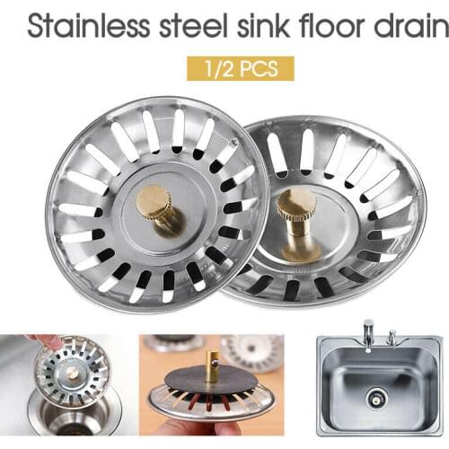 1pc/2pcs 8cm Kitchen Sink Sewer Combination Filter Stainless Steel Sink Brass Strainer Waste Plug Drain Stopper Basket Cook Tool