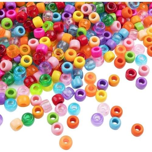 1000 Pieces Colourful Beads Size Hole Craft Beads Mixed Colours Clear for Bracelet, Collar, DIY Crafts