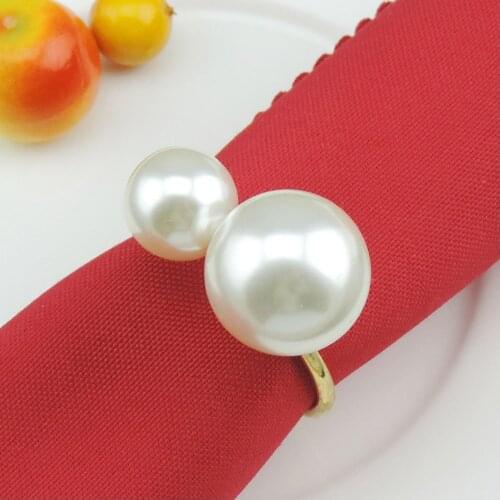 12 pcs Napkin Rings Bead Metal Napkin Rings Wedding Centerpieces Celebration Romantic Banquet Festival Decoration Napkin Holders