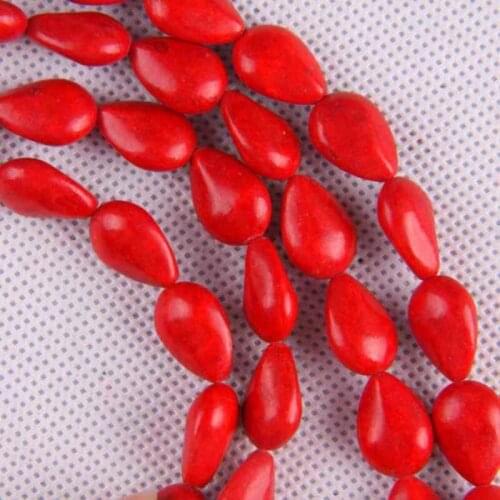 14x10MM Red Howlite Teardrop Loose Beads 16 Inch Jewelry For Woman Gift Making C046