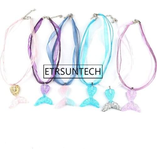 200pcs Mermaid Tail Necklace Fishtail Pendant Necklace Mermaid Party Favor for Girl Birthday Party Supplies Gift