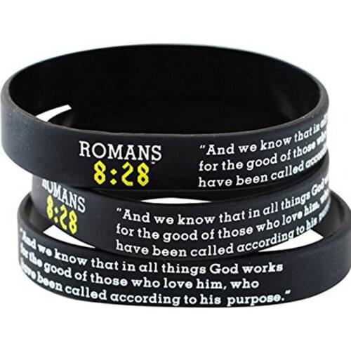 300PCS faith Jesus Bible Verses Religious Christian ROMANS 828 silicone rubber bracelet wristband