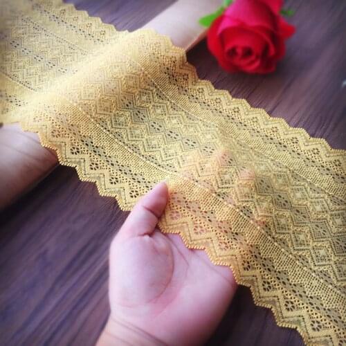 New !!! 16 cm width high quality ginger elastic stretch lace trim sewing lace dress garment accessories