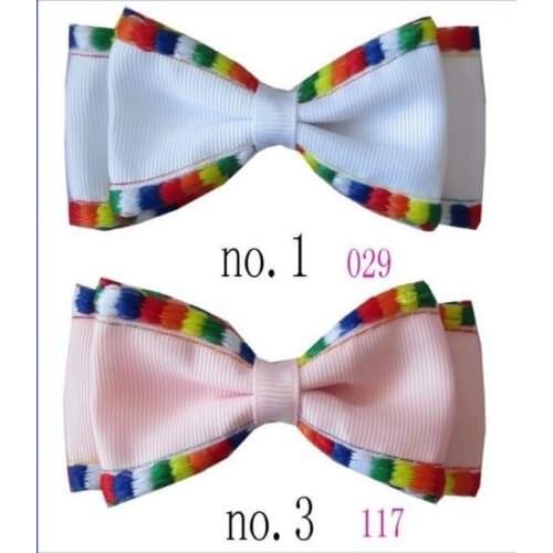 50 BLESSING Girl 3.5" Selvage Bowknot Hair Bow Clip Colorful Lace Accessories