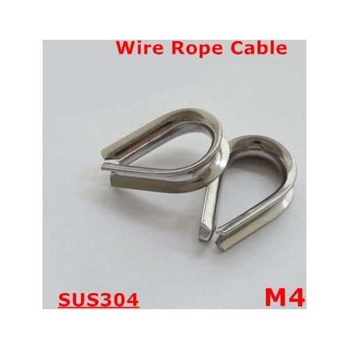 50pcs M4 Wire Rope Cable 304 Stainless Steel 4mm Triangle Thimble Clamps Wirerope Cables