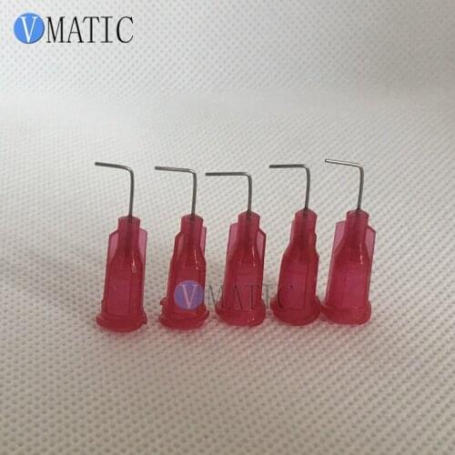 Free Shipping 100Pcs 25G Red 0.5" Tube Length 90 Degree Bent Dispenser Glue Needle 1/2 Inch