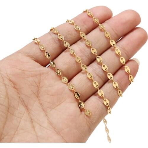 3.8MM width gold tone Stainless Steel Coffee Bean Chains Soldered Style Necklace Chains for DIY Jewelry Making Findings chain