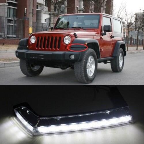 2pcs LED Daytime Running Lights DRL Turn Signal Lamp For Jeep Wrangler 2008 2009 2010 2012 2013 2014 2015