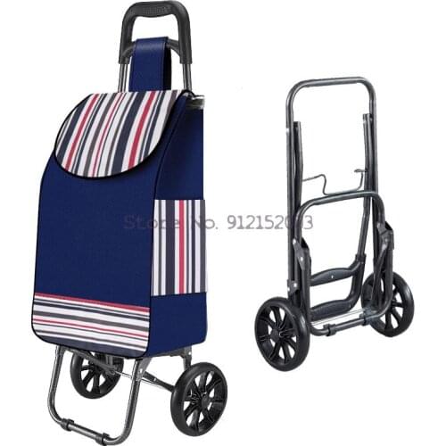 Two-wheeled Shopping Cart Portable Folding Grocery Shopping Cart Trolley Cart Luggage Cart Old Man Trolley Cart Trailer Trolley