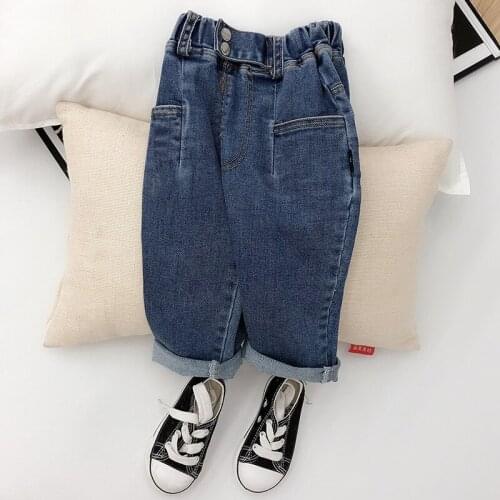 2 3 4 5 6 Y Toddler Boys Jeans 2021 Spring New Kids Casual Loose Denim Pants Korean Solid Wide Legs Trousers For Boy Child Pants