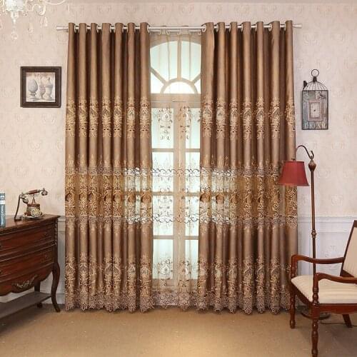 European luxury elegant hollow out golden luxury villa living room curtain curtain curtain of the bedroom