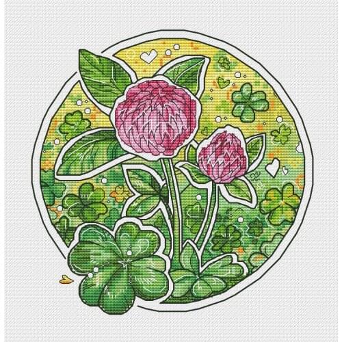 FF MM Gold Collection Counted Cross Stitch Kit Cross stitch RS cotton with cross stitch Merejka Clover Lucky Grass