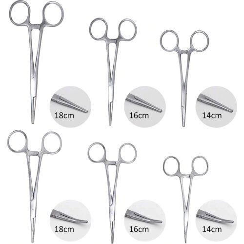 Stainless Steel Hemostatic Clamp Forceps Surgical Forceps Surgical Tool kit Hemostatic Forceps Pliers Straight/Elbow Tips