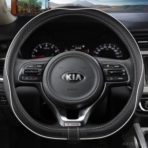 PU Car Steering Wheel Cover Anti-Slip For Kia Cerato Forte Sportage K5 K9 K2 K3 K4 KX3 KX5 KX7 Seltos Stinger 38cm Accessories