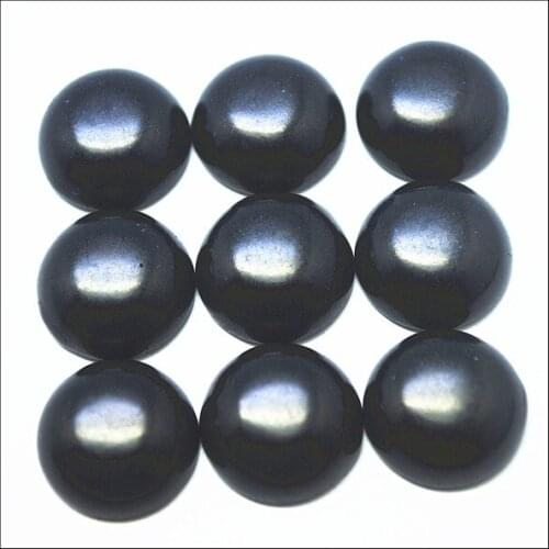 30pcs black stone cabochons no hole round shape semi precious stone cabs no hole size 12mm top selling