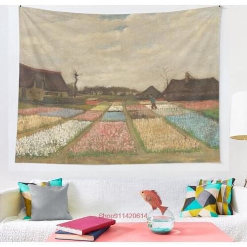 Classic Art Flower Beds in Holland Vincent van Gogh tapestry Wall Hanging Tapestries for Living Room Beach Towel Blanket