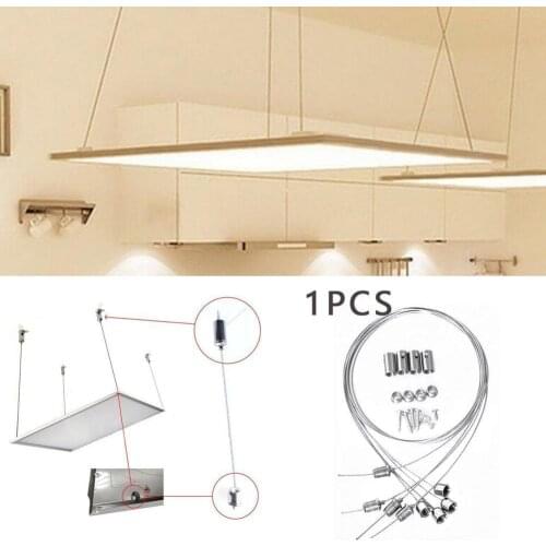 1m Steel Wires & Screws Suspension Mounting Wire Kit Rope Lamp Led For Ceiling Wire Hanging Adjustable Lights Panel Accesso I4G8