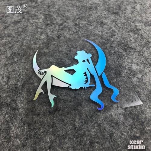 Beautiful girl warrior moon hare character silhouette sticker, car and motorcycle sticker