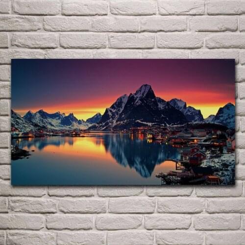 Beautiful sea sunrise norway lofoten islands mountains posters on the wall picture home living room decoration for bedroom KG786
