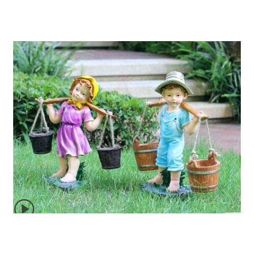 EUROPEAN-STYLE CREATIVE CHARACTER DECORATION GARDEN OUTDOOR GARDEN RESIN CARTOON CHARACTER SCULPTURE DIVING BOY CRAFTS