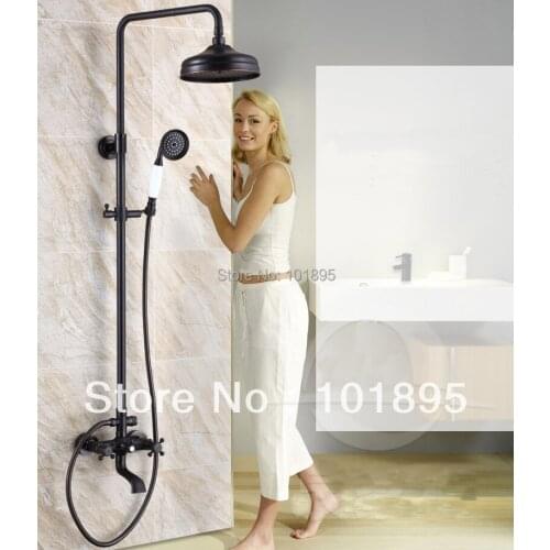 L15861 - Luxury Wall Mounted Black Color Brass Rainfall Shower Set