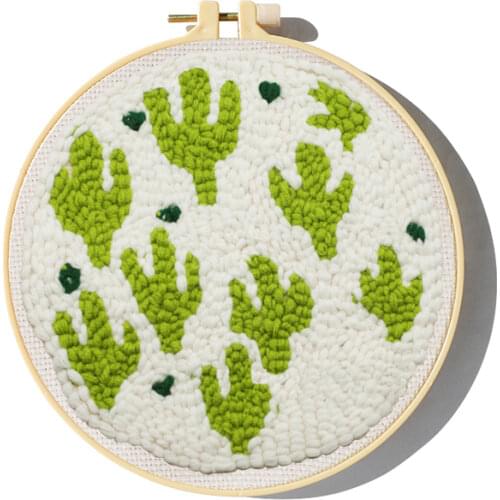 Cactus Punch Needle Starter Kit Soft Yarn Punch Needle Beginner Embroidery DIY Kit Easy Arts Crafts Sewing Needlework Home Decor