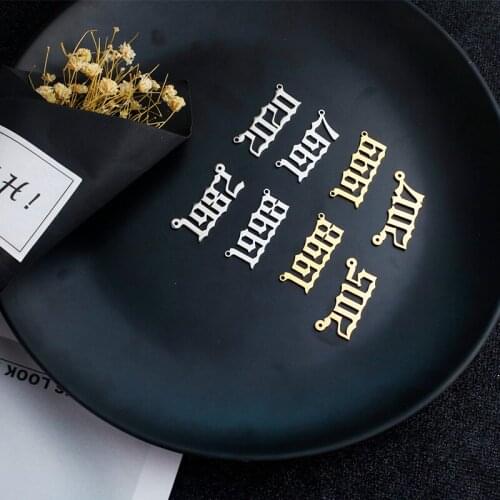 Stainless Steel Year Pendant Necklace Birthday Gift DIY Necklace Bracelet Making Couple Birthday Gift